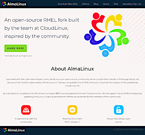 AlmaLinux homepage