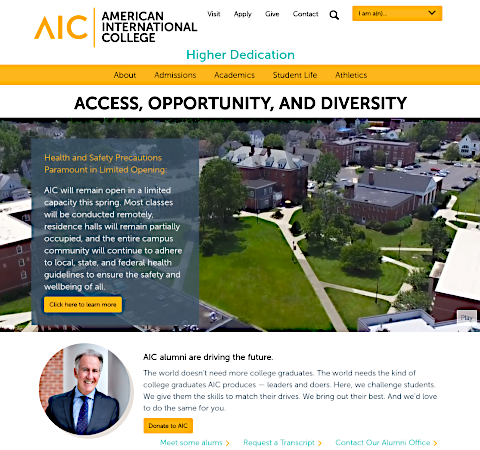 AIC Big Blue Button homepage