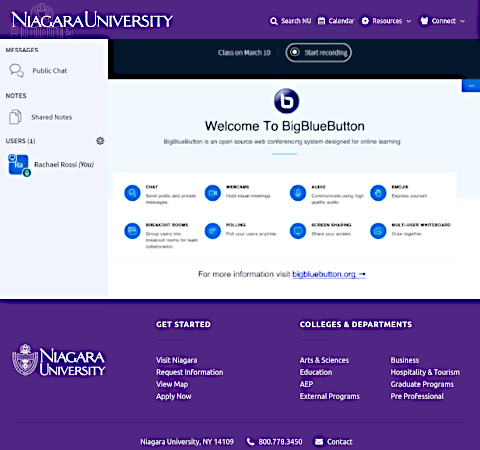 Niagara Big Blue Button homepage