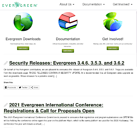 Evergreen homepage