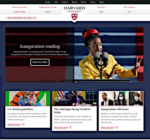 Harvard University homepage