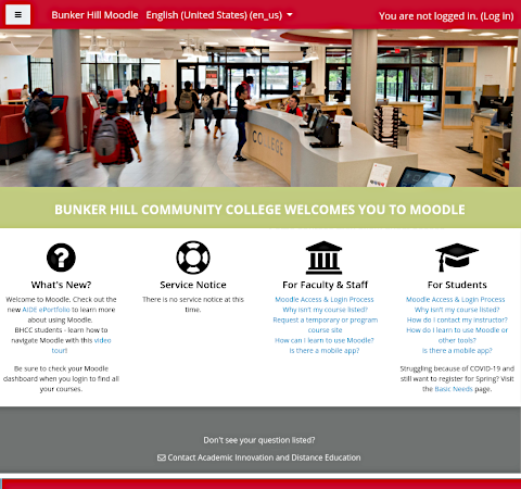 Bunker Hill Moodle homepage