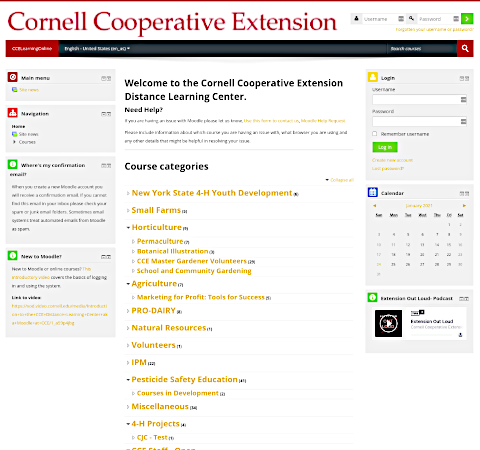 COrnell Extension Moodle homepage