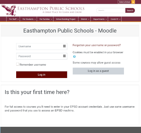 Easthampton Moodle homepage