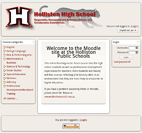 Holliston Moodle homepage