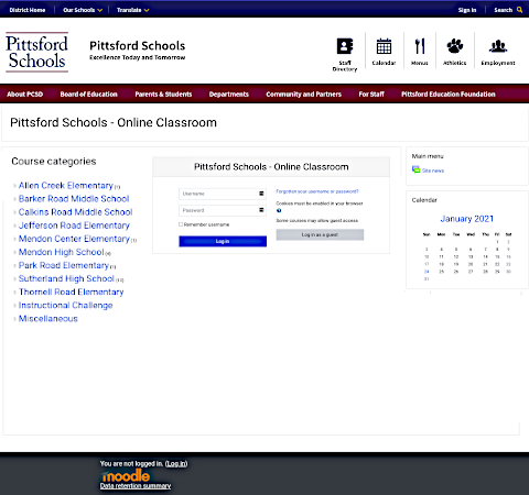 Pittsford CSD Moodle homepage