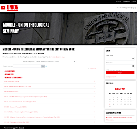 Union Theological Seminary Moodle homepage
