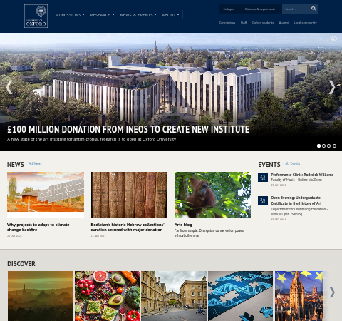 Oxford University homepage