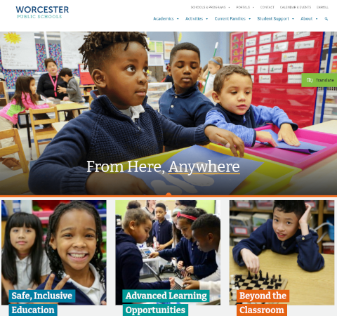 Worcester Public Schools homepage
